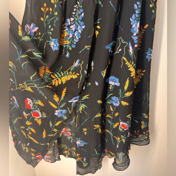 Maje Black Midi Skirt with Multicolor Floral Print - Picture 2 of 4